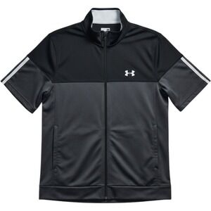 Under Armour Mens Short Sleeve Full Zip Track Jacket Black Grey Large Mock Neck